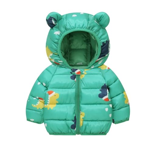 Hotfiary Kinder Daunenjacken Mädchen Jungen Winddichte Daunenmäntel Kleinkinder gepolsterte Cartoon Oberbekleidung und leichte packbare Jacke Kinder Kapuzenmantel für den Winter 2-9T von Hotfiary