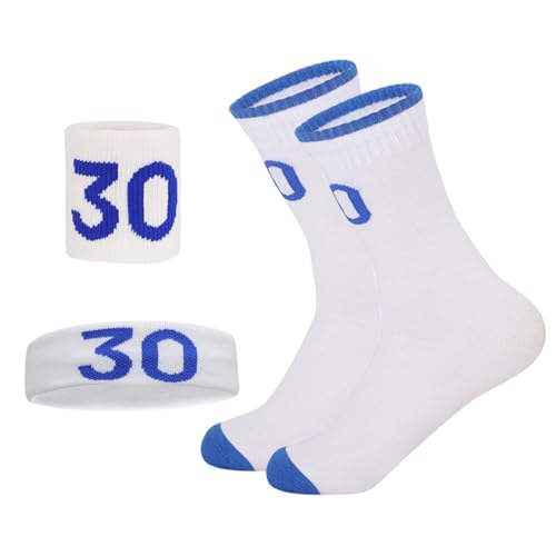 Hotfiary Kinder Jungen Mädchen Schweißbänder Gestreifte Socken Set Sport Stirnband Armband Sport Socken Laufen Basketball Atheltische Socken von Hotfiary