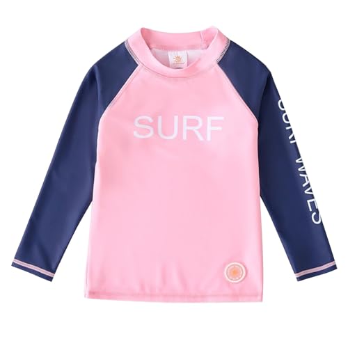 Hotfiary Kinder Langarm Surf Shirt Jungen Rashguard Shirts Mädchen Rash Guard UPF 50+ UV Sonnenschutz Schnell Trocknendes Sun Shirt Bademode Badeanzüge Top 3-12Y von Hotfiary