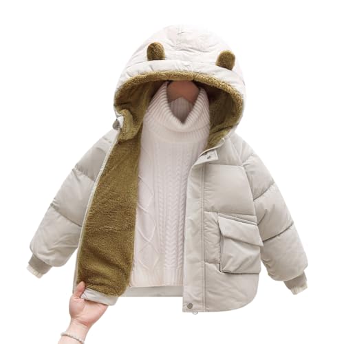 Hotfiary Kinder Mädchen Fleece Jacken Winddichte Mäntel Kleinkind Kapuzenbekleidung Kleine Mädchen Daunenjacke Kaltes Wetter Outfits Baby Winterkleidung für 1-7T von Hotfiary