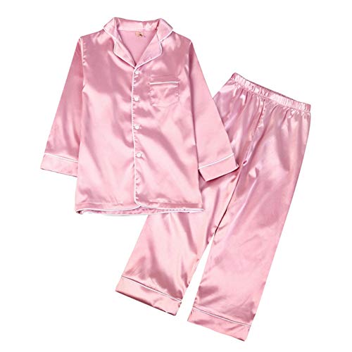 Hotfiary Kinder Seide Schlafanzüge, Mädchen Satin Pyjama Sets, Kleinkind Langarm Button-Down Pjs Set 2Pcs, Silky Lounge Sets, Kinder Lange Hose Pjs Nachtwäsche Nachtwäsche Loungewear für 4-14 Jahre Hotfiary Kinder Seide Schlafanzüge, Mädchen Satin Pyjama Sets, Kleinkind Langarm Button-Down Pjs Set 2Pcs, Silky Lounge Sets, Kinder Lange Hose Pjs Nachtwäsche Nachtwäsche Loungewear für 4-14 Jahre von Hotfiary