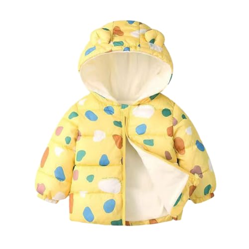 Hotfiary Kinder Warme Jacken Mädchen Jungen Gepolsterte Mäntel Baby Winter Oberbekleidung Kinder Langarm Verdickte Jacke Zwei Ohren Daunenmantel mit Plüsch gefüttert Leichte Kleidung 1-9T von Hotfiary