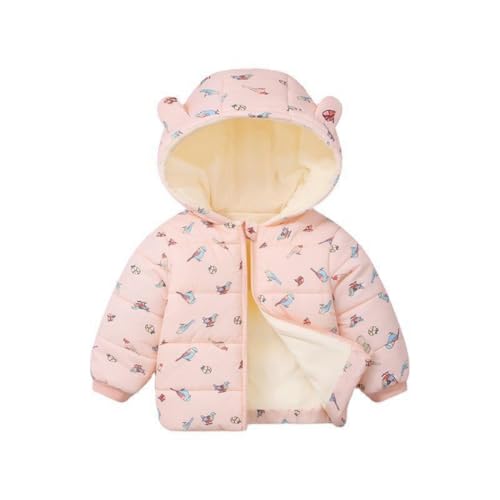 Hotfiary Kinder Warme Jacken Mädchen Jungen Gepolsterte Mäntel Baby Winter Oberbekleidung Kinder Langarm Verdickte Jacke Zwei Ohren Daunenmantel mit Plüsch gefüttert Leichte Kleidung 1-9T von Hotfiary