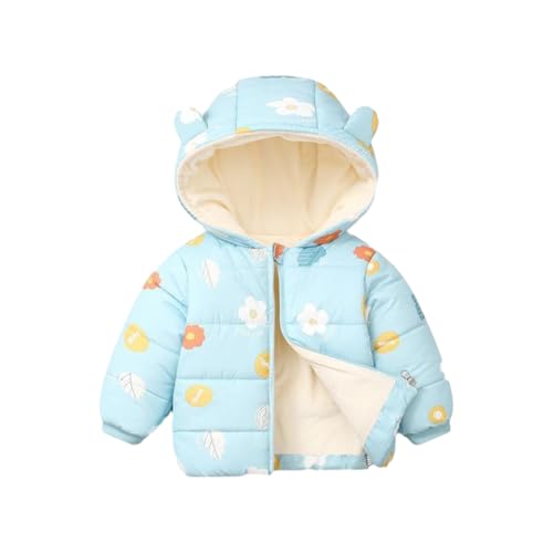 Hotfiary Kinder Warme Jacken Mädchen Jungen Gepolsterte Mäntel Baby Winter Oberbekleidung Kinder Langarm Verdickte Jacke Zwei Ohren Daunenmantel mit Plüsch gefüttert Leichte Kleidung 1-9T von Hotfiary