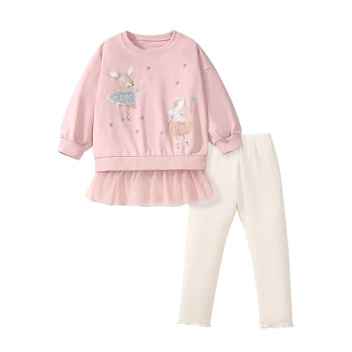 Hotfiary Kleinkind Mädchen Outfits Säugling Niedlich Baby Langarm Hemd Pullover Rundhalsausschnitt Top mit Hose Herbst Winter Kleidung 0-7Y von Hotfiary