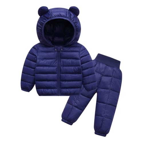 Hotfiary Kleinkind Winter Top Hosen Sets Kinder 2PCS Kleidung Set Jungen Mädchen Jacke und warme Hose Kapuze Schneeanzug für 6M-5T von Hotfiary