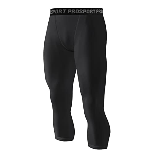 Hotfiary Kompressionshose Herren 3/4 Sportleggings für Männer Atmungsaktiv Funktionshose Laufhose Trainingshose Unterhose Tights Sporthose von Hotfiary