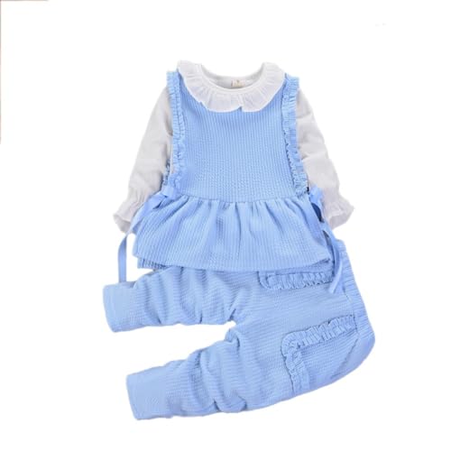 Hotfiary Mädchen Kleidung Set Langarm Herbst Kleidung Rüschen T-Shirt Niedliche Hosen und ärmellose Top Sets Kinder 3PCS Outfits 1-5Y von Hotfiary