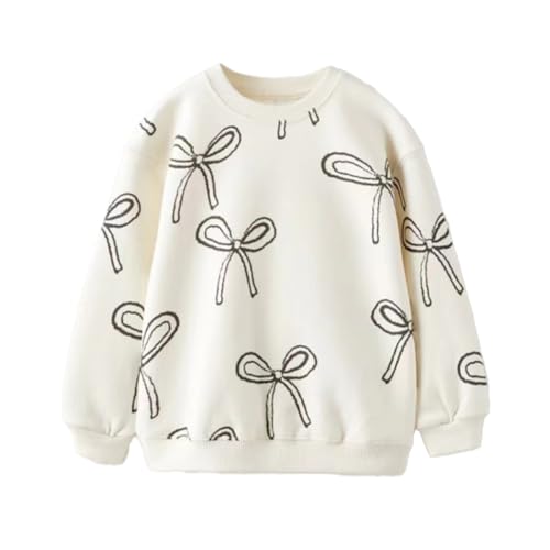 Hotfiary Mädchen Mode Sweatshirts Kinder Rundhalspullover Langarm Baumwolle Tops mit fallenden Schultern Bluse T-Shirt für 1-8Y von Hotfiary