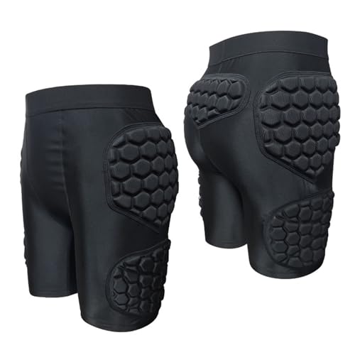 Hotfiary Männer gepolstert Kompression Shorts 5-Pads Fußball Gürtel Hüfte Oberschenkel Steißbein schützende Shorts für Paintball Baseball von Hotfiary