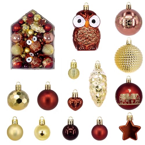 Hotfiary Ornamente Baumschmuck Weihnachtsschmuck 72pcs Set für Weihnachtsbaum Dekor bruchsichere hängende Kugel Ornamente für zu Hause Urlaub Weihnachtsfeier von Hotfiary