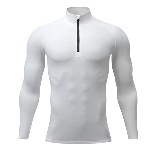 Hotfiary Quick Dry Langarmshirt für Herren 1/4 Reißverschluss Active Sportshirts Warm Winter Wandern Angeln Golf Pullover Tops Outdoor Midlayer von Hotfiary