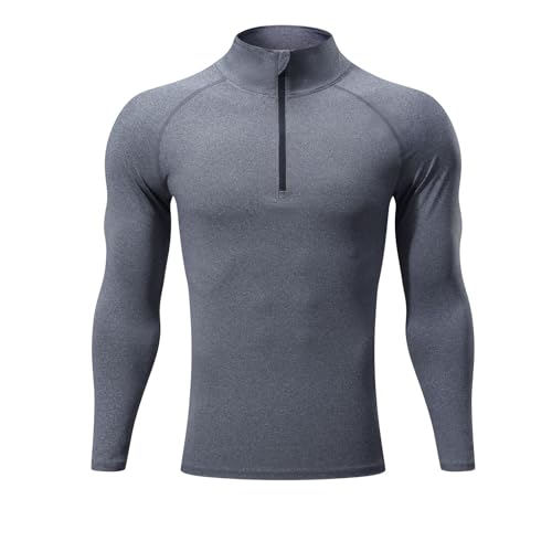 Hotfiary Quick Dry Langarmshirt für Herren 1/4 Reißverschluss Active Sportshirts Warm Winter Wandern Angeln Golf Pullover Tops Outdoor Midlayer von Hotfiary