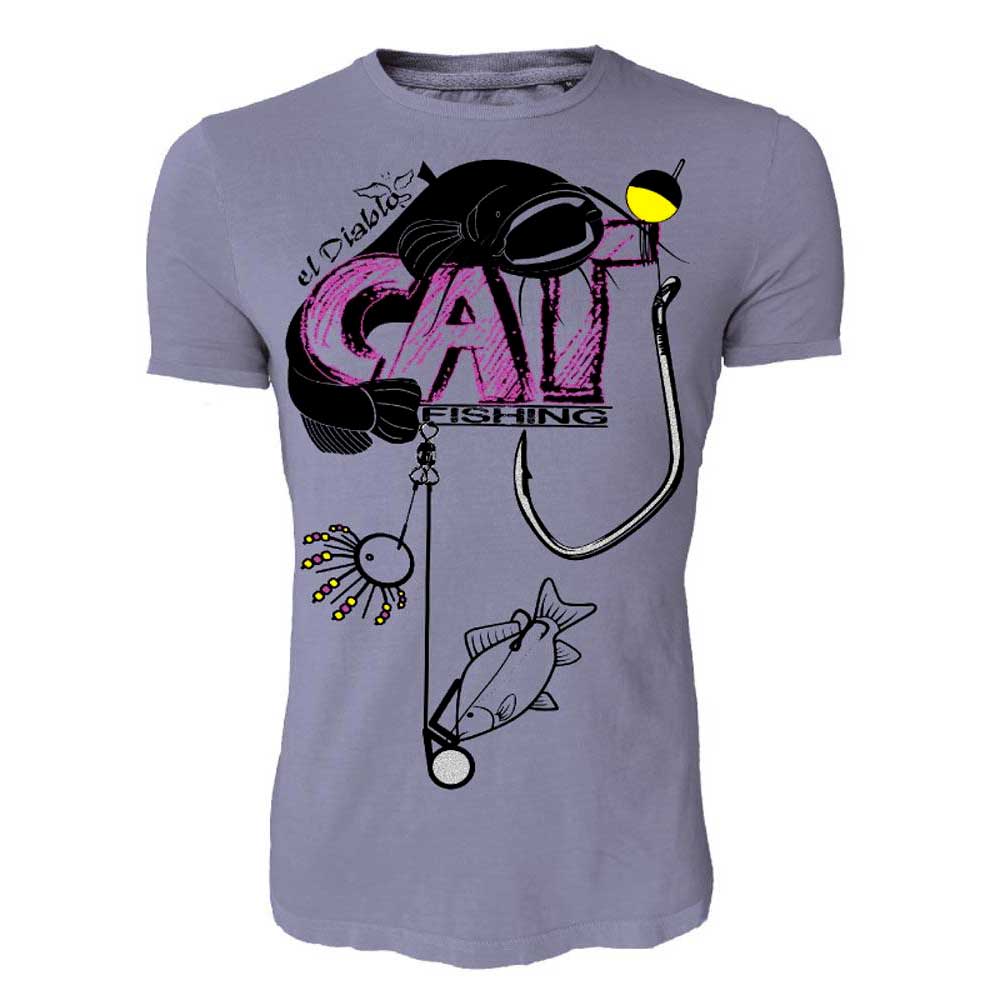 Hotspot Design Cat Fishing Short Sleeve T-shirt Lila M Mann von Hotspot Design
