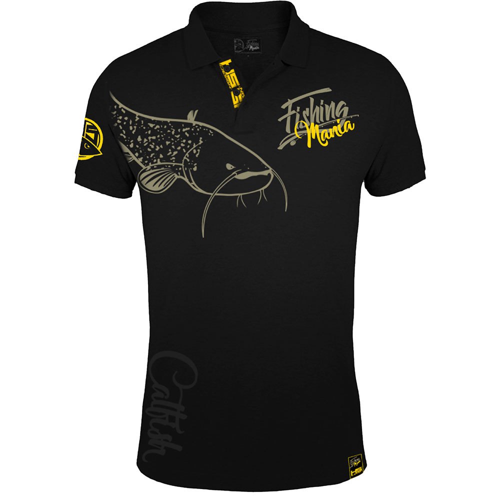 Hotspot Design Fishing Mania Catfish Short Sleeve Polo Schwarz 2XL Mann von Hotspot Design