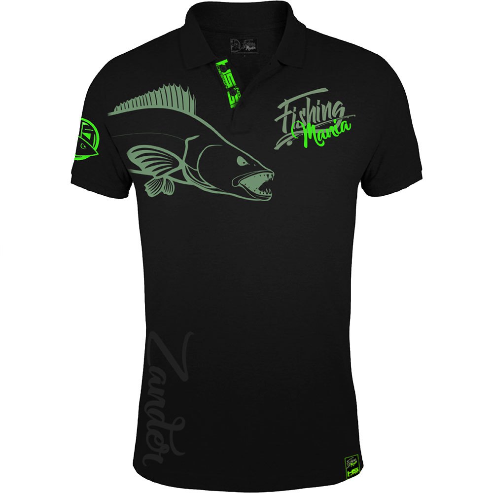 Hotspot Design Fishing Mania Zander Short Sleeve Polo Schwarz 2XL Mann von Hotspot Design