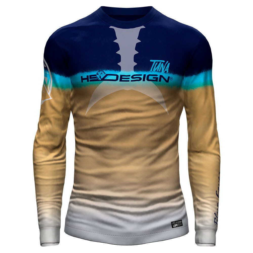 Hotspot Design Ocean Performance Tuna Long Sleeve T-shirt Grün,Weiß,Blau 3XL Mann von Hotspot Design