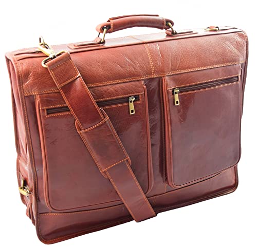 Canico Chestnut Anzugtasche aus echtem Leder, kastanienbraun, L, Reise-Kleidersack von House of Leather