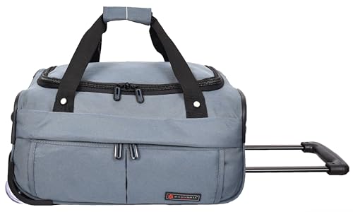 Reisetasche mit Rollen, mittelgroß, Wochenendgepäck, HOL214, grau, M, Reisetasche mit Rädern von House of Leather