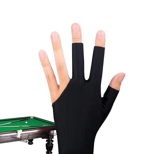 Houssem Billardhandschuhe für Herren, 3-Finger, schnell trocknend, atmungsaktiv, weich, rutschfest, professionelle bequeme Handschuhe, verstellbar, schnell trocknende Handschuhe für linke und rechte von Houssem
