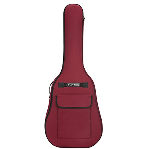 Gitarrentasche für 40/41 Zoll 600D Oxford-Stoff, verstellbare Gitarren-Gigbag, wasserdichter weicher Gitarrenrucksack mit Schultergriff, großes Fassungsvermögen, dunkelroter Akustikgitarrenkoffer, Git von HoveeLuty