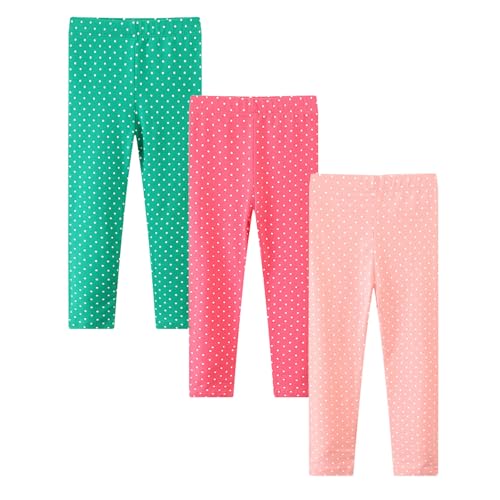 Hovershoes 3 Pack Mädchen Leggings Baumwollhosen für Kleine Mädchen Dehnbare Leggings in Voller Länge Baumwollhose für die Schule von Kindern für Frühling und Herbst 2-7 Jahre von Hovershoes