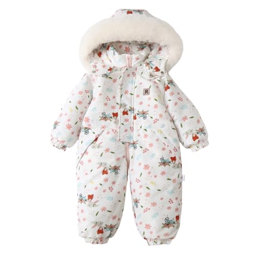 Hovershoes Baby Mädchen Jungen Schneeanzug Strampler Kinder Skianzug Gepolsterter Kapuzenmantel All-in-One Winteroutfits Fleecegefütterte Oberbekleidung Warme Winterkleidung Winddichter Overall von Hovershoes