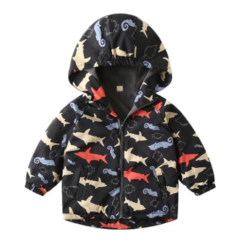 Hovershoes Fleecejacke für Kleinkinder Jungen Mädchen Mantel mit Kapuze Wasserdicht Reißverschluss Lange Ärmel Dicke warme Oberbekleidung Unisex Outdoor leichte Windjacke für Kinder von 2–9 Jahren von Hovershoes