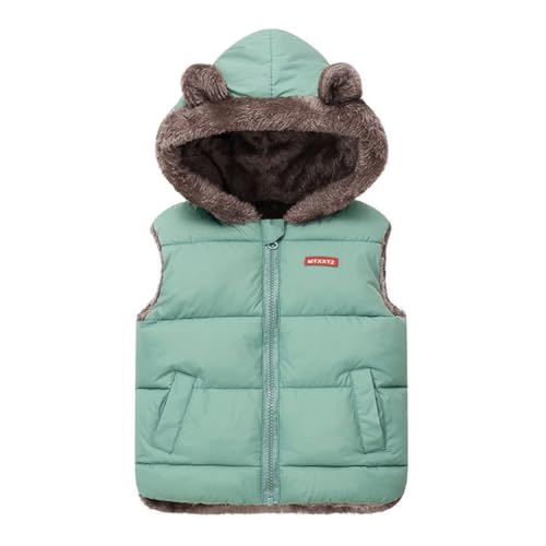 Hovershoes Fleecejacken für Jungen und Mädchen Wattierte Weste mit Reißverschluss und Kapuze Leichte Weste für Kleinkinder ärmellose Pufferjacke Winddicht Warmer Wintermantel von Hovershoes