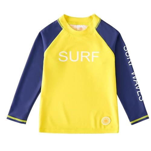 Hovershoes Jungen Mädchen Schwimm Tshirt UPF 50+ Langarm Rundhalsausschnitt Rashguard Schnell trocknend Leichtgewicht Badeanzug Angeln Wandern Sonne T-Shirts Strand Wasser Top Unisex Kinder Bademode von Hovershoes