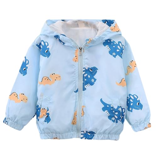 Hovershoes Kapuzenjacke für Kleinkinder Babys Mädchen Jungen Cartoon-Dinosaurier Reißverschluss Winddichte Jacke Windbreaker leicht Hafer Herbst Langarm lässige Oberbekleidung für 1-5 Jahre von Hovershoes