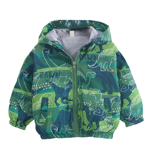 Hovershoes Kapuzenjacke für Kleinkinder Babys Mädchen Jungen Cartoon-Dinosaurier Reißverschluss Winddichte Jacke Windbreaker leicht Hafer Herbst Langarm lässige Oberbekleidung für 1-5 Jahre von Hovershoes