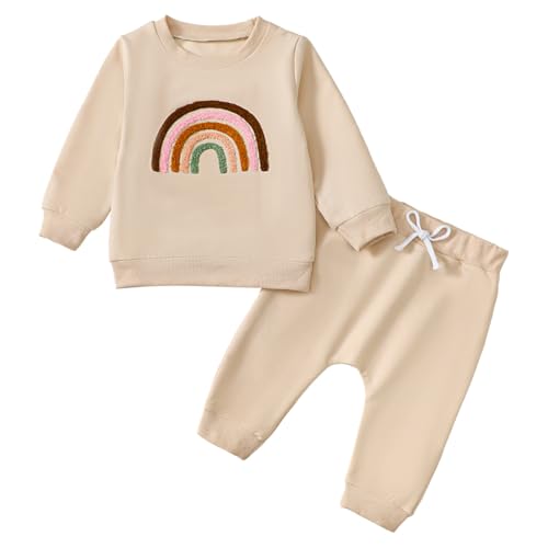 Hovershoes Kleinkind Baby Mädchen Jungen Herbst Winter Kleidungsset Unisex Kinder Langarm Pullover Tops Sweatshirt Hosen Outfits 2tlg Kleidungsset für 0-3 Jahre von Hovershoes