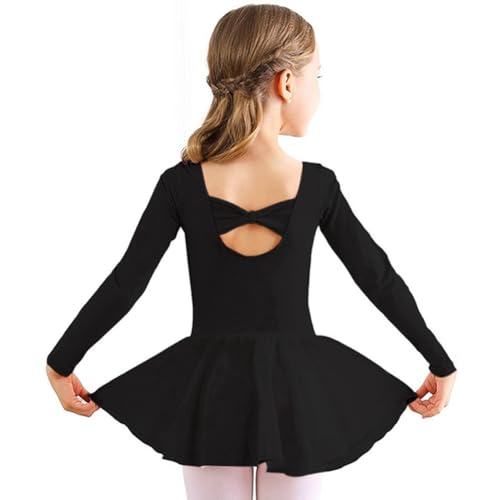 Hovershoes Mädchen Ballettkleid Kinder Ballett Tanz Leotards Langarm Gymnastik Ballerina Outfit mit Schleife Rücken von Hovershoes