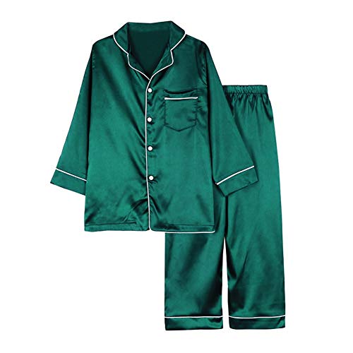 Hovershoes Mädchen Jungen Kinder Seide Satin Pyjama Set Button-Down Kleidung Langarm Loungewear Nachtwäsche PJS für Kinder Hovershoes Mädchen Jungen Kinder Seide Satin Pyjama Set Button-Down Kleidung Langarm Loungewear Nachtwäsche PJS für Kinder von Hovershoes