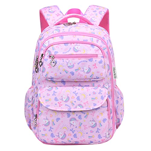 Schulrucksack für Mädchen, Kinder Schulranzen Grundschultaschen Kinderrucksack Studenten Rucksäcke Leichte Büchertasche Druck Teenager Tagesrucksack für Alter 5-12 Jahre von Hovkib