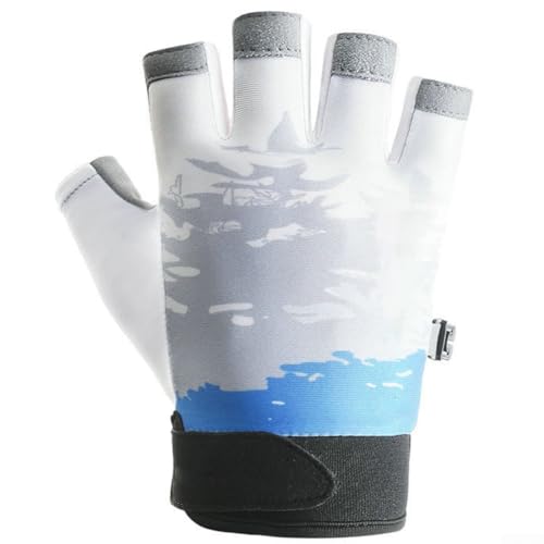 HpLive Sommer-Handschuhe für Radfahren, Fitness, ultradünn, Sonnenschutz, rutschfeste Handfläche, atmungsaktives Eisseidengewebe, Handgelenkanpassung (B Blau) von HpLive