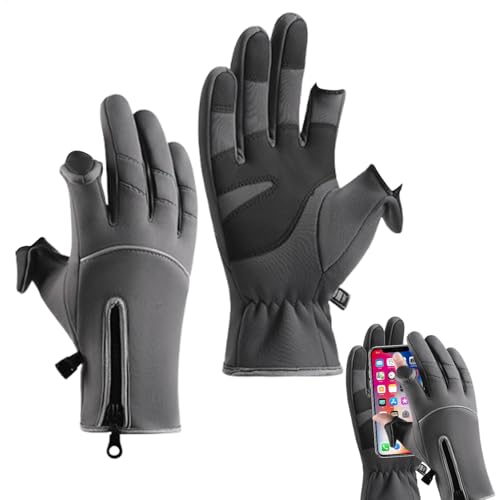 Hqunjikp Warme Fahrradhandschuhe | 2-Fingerlose Touchscreen-Snowboard-Handschuhe – rutschfeste Arbeitshandschuhe für Herren, wasserdicht, kaltes Wetter, Handschuhe zum Skifahren, Wandern, Radfahren von Hqunjikp