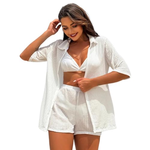 Hrtyvhin 4-teiliges Damen-Badeanzug-Set, Badeanzug, Kimono, Strand-Shorts, gepolsterter Badeanzug von Hrtyvhin