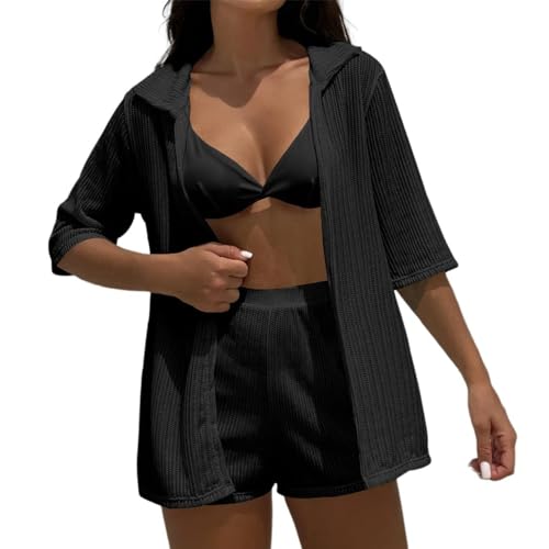 Hrtyvhin 4-teiliges Damen-Badeanzug-Set, Badeanzug, Kimono, Strand-Shorts, gepolsterter Badeanzug von Hrtyvhin