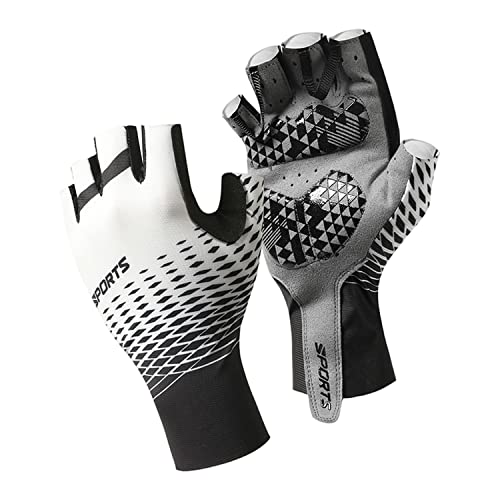 Hsdvdva Fahrradhandschuhe Halbfinger Herren Damen Sommer Gel Radhandschuhe für Mountainbike Rennrad Fitness Motocross Downhill MTB Atmungsaktiv Anti-Rutsch Stoßdämpfende Weiß XL von Hsdvdva