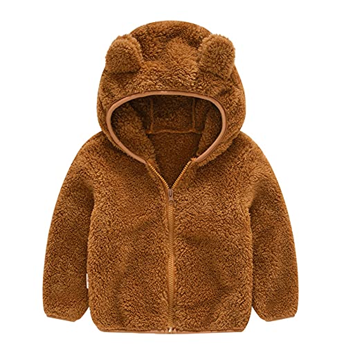 Baby-Fleecejacke-Gr.-68, Neugeborenes Baby Mädchen Fleecejacke Plüschjacke Winter Teddy Jacke mit Kapuze Reißverschluss Kapuzenmantel Warme Winterjacke Wollfleece Wintermäntel von Hsternexy