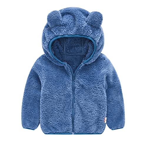 Fleecejacke-Baby-92, Neugeborenes Baby Mädchen Fleecejacke Plüschjacke Winter Teddy Jacke mit Kapuze Reißverschluss Kapuzenmantel Warme Winterjacke Wollfleece Wintermäntel von Hsternexy