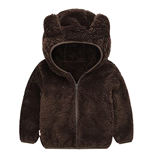 Fleecejacke-Baby-Mädchen, Neugeborenes Baby Mädchen Fleecejacke Plüschjacke Winter Teddy Jacke mit Kapuze Reißverschluss Kapuzenmantel Warme Winterjacke Wollfleece Wintermäntel von Hsternexy