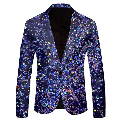 Herren Sakko, Faschingskostüme Damen, Glitzer Sakko Herren Party Pailletten Blazer Herren Weihnachten Silvester Party Glänzende Pailletten Sakko Glitzer Jacket Anzugjacke Smoking Herren Jacke von Hsternexy