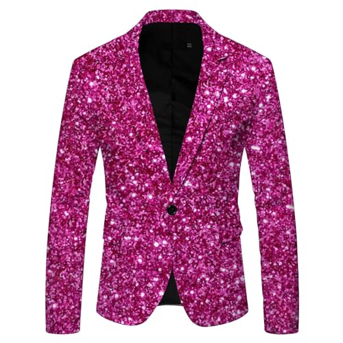 Hsternexy Anzugjacken Für Herren, Glitzer Sakko Herren Party Pailletten Blazer Herren Weihnachten Silvester Party Glänzende Pailletten Sakko Glitzer Jacket Anzugjacke Smoking Herren Jacke von Hsternexy