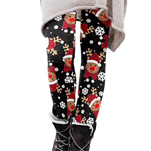 Hsternexy Damen-Thermohose, Weihnachten Leggings Damen Strumpfhosen Stretch Blickdicht Thermohose mit Weihnachtsmotiven Sport Elastische Laufhose Sportleggins Winterleggings Skinny Thermoleggings von Hsternexy