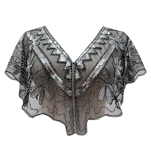 Hsternexy Flapper Umhang Schal mit Pailletten 1920er Jahre Retro Schal Schultertuch Stola Tuch für Karneval 20er Jahre Kostüm Damen Schal Abendumhang Umschlagtücher für Abendkleid Hsternexy Flapper Umhang Schal mit Pailletten 1920er Jahre Retro Schal Schultertuch Stola Tuch für Karneval 20er Jahre Kostüm Damen Schal Abendumhang Umschlagtücher für Abendkleid von Hsternexy