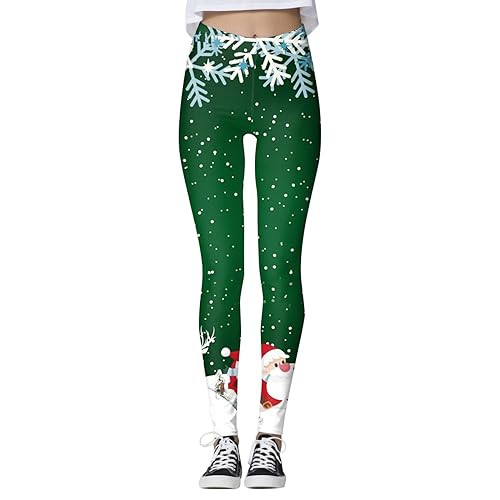 Hsternexy Fleecehose-Damen, Stretch Blickdicht Thermohose mit Weihnachtsmotiven Sportleggins Damen Winterleggings Skinny Thermoleggings Sport Leggings Elastische Laufhose Weihnachten Strumpfhosen von Hsternexy