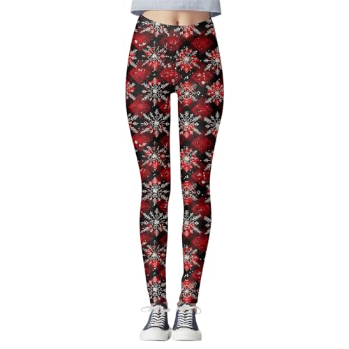 Hsternexy Glanz-Leggings-Damen, Sportleggins Damen Stretch Blickdicht Thermohose mit Weihnachtsmotiven Weihnachten Leggings Strumpfhosen Sport Elastische Laufhose Winterleggings Skinny Thermoleggings von Hsternexy